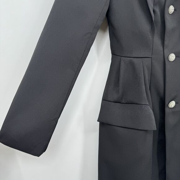 AEL Vintage Embellished Blazer Dress XS Black A-Line Notched Collar Cocktail - Picture 6 of 15